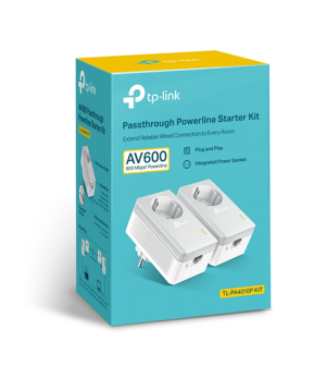 TP-LINK | Passthrough Powerline 600 Starter Kit | TL-PA4010P KIT | 10/100 Mbit/s | Ethernet LAN (RJ-45) ports 1 | Data transfer 