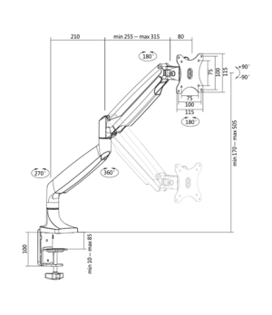 Logilink | Desk Mount | BP0042 | 13-32 " | Maximum weight (capacity) 9 kg | Silver