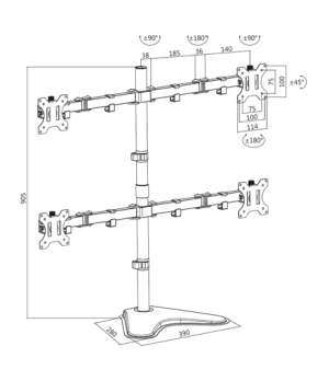 Logilink BP0046 Quad Monitor Desk Stand 13"-32'' | Logilink | Desk Mount | BP0046 | 13-32 " | Maximum weight (capacity) Carrying