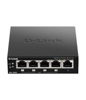 D-Link | Switch | DGS-1005P | Unmanaged | Desktop | Gigabit Ethernet (copper) ports quantity 5 | Power over Ethernet (PoE) ports