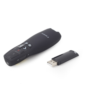 Gembird | Wireless presenter with laser pointer | WP-L-02 | Black | Depth 25 mm | Height 105 mm | Red laser pointer. 4 buttons t