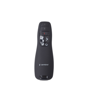 Gembird | Wireless presenter with laser pointer | WP-L-02 | Black | Depth 25 mm | Height 105 mm | Red laser pointer. 4 buttons t