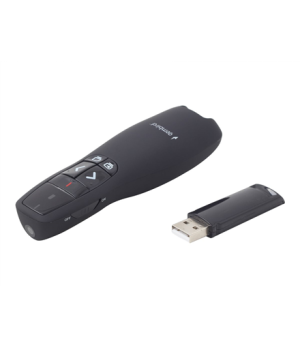 Gembird | Wireless presenter with laser pointer | WP-L-02 | Black | Depth 25 mm | Height 105 mm | Red laser pointer. 4 buttons t