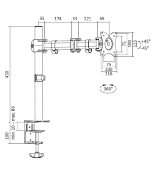 Logilink | Desk Mount | BP0021 | 13-27 " | Maximum weight (capacity) 8 kg