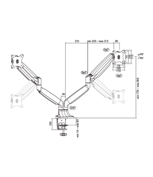 Logilink BP0043 Dual Monitor Desk mount, 13"-32",gas spring, aluminum | Logilink