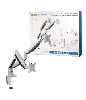 Logilink BP0043 Dual Monitor Desk mount, 13"-32",gas spring, aluminum | Logilink