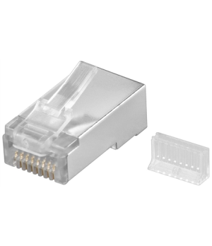 Goobay 68079 RJ45 plug, CAT 5e STP shielded, transparent