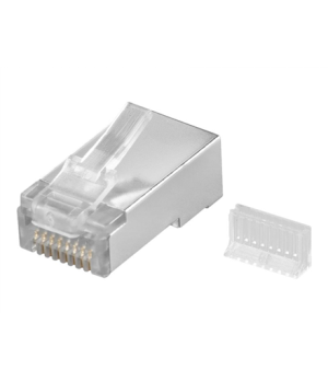 Goobay 68079 RJ45 plug, CAT 5e STP shielded, transparent