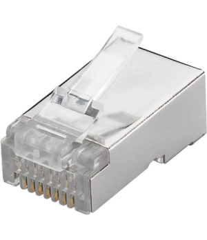 Goobay 93829 RJ45 plug, CAT 6 STP shielded | for round cable   for stranded and solid inner conductor  Technical specifications 