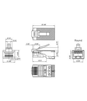 Goobay 93829 RJ45 plug, CAT 6 STP shielded | for round cable   for stranded and solid inner conductor  Technical specifications 