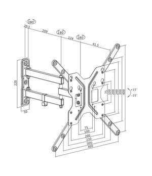 Logilink BP0016 TV Wall mount, 23"-55", tilt +15°-15°,swievel +-90°, 395mm | Logilink