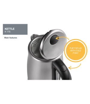 Gorenje | Kettle | K17S | Electric | 2000 W | 1.7 L | Stainless steel | 360° rotational base | Stainless steel