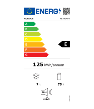 Gorenje Refrigerator | RB39EPW4 | Energy efficiency class E | Freestanding | Larder | Height 84.2 cm | 38 dB | White