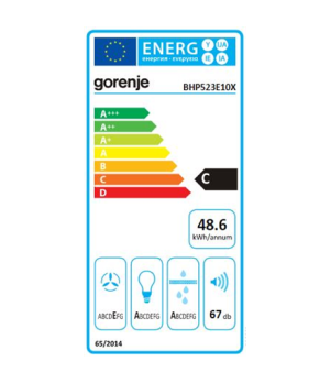 Gorenje | Hood | BHP523E10X | Telescopic | Energy efficiency class C | Width 50 cm | 322 m³/h | Mechanical control | LED | Stain