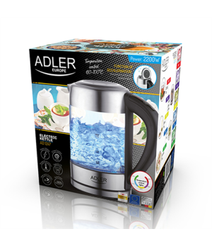 Adler | Kettle | AD 1247 NEW | With electronic control | 1850 - 2200 W | 1.7 L | Stainless steel, glass | 360° rotational base |