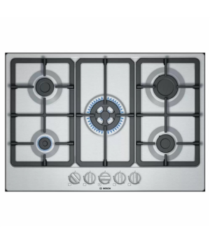 Bosch | PGQ7B5B90 | Hob | Gas | Number of burners/cooking zones 5 | Rotary knobs | Stainless steel