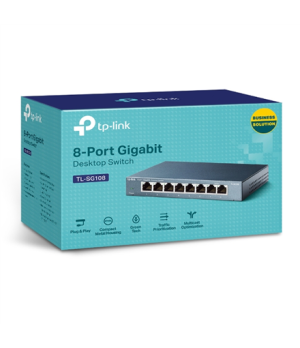 TP-LINK | Switch | TL-SG108 | Unmanaged | Desktop | 1 Gbps (RJ-45) ports quantity 8 | Power supply type External | 36 month(s)