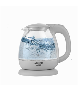 Adler | Kettle | AD 1283G | Standard | 1100 W | 1 L | Plastic/Glass | 360° rotational base | Grey