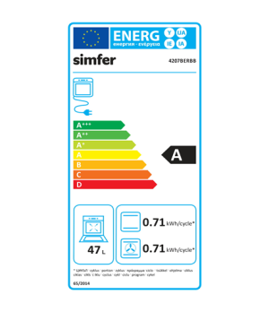 Simfer | Oven | 4207BERBB | 47 L | Multifunctional | Manual | Pop-up knobs | Width 45 cm | White