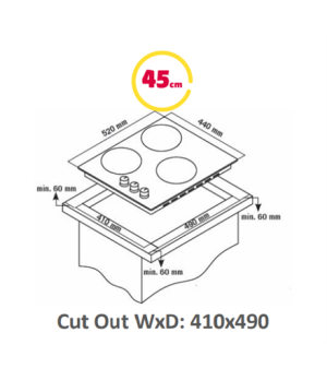 Simfer | Hob | H4.300.VGRIM | Gas | Number of burners/cooking zones 3 | Rotary knobs | Stainless steel