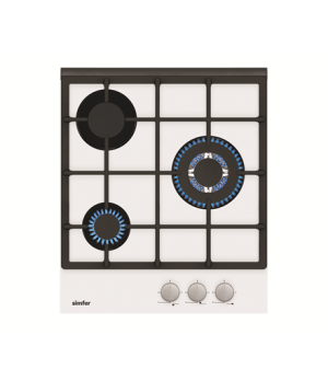 Simfer | Hob | H4.305.HGSBB | Gas on glass | Number of burners/cooking zones 3 | Rotary knobs | White