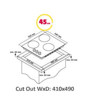 Simfer | Hob | H4.030.DECSP | Vitroceramic | Number of burners/cooking zones 3 | Touch | Black