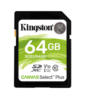 Kingston | Canvas Select Plus | UHS-I | 64 GB | SDXC | Flash memory class 10