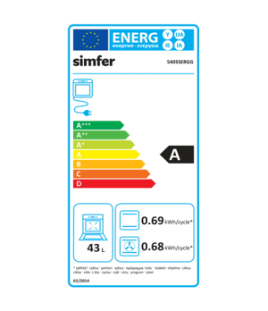 Simfer | Cooker | 5405SERGG | Hob type Gas | Oven type Electric | Stainless steel | Width 50 cm | Electronic ignition | Depth 60