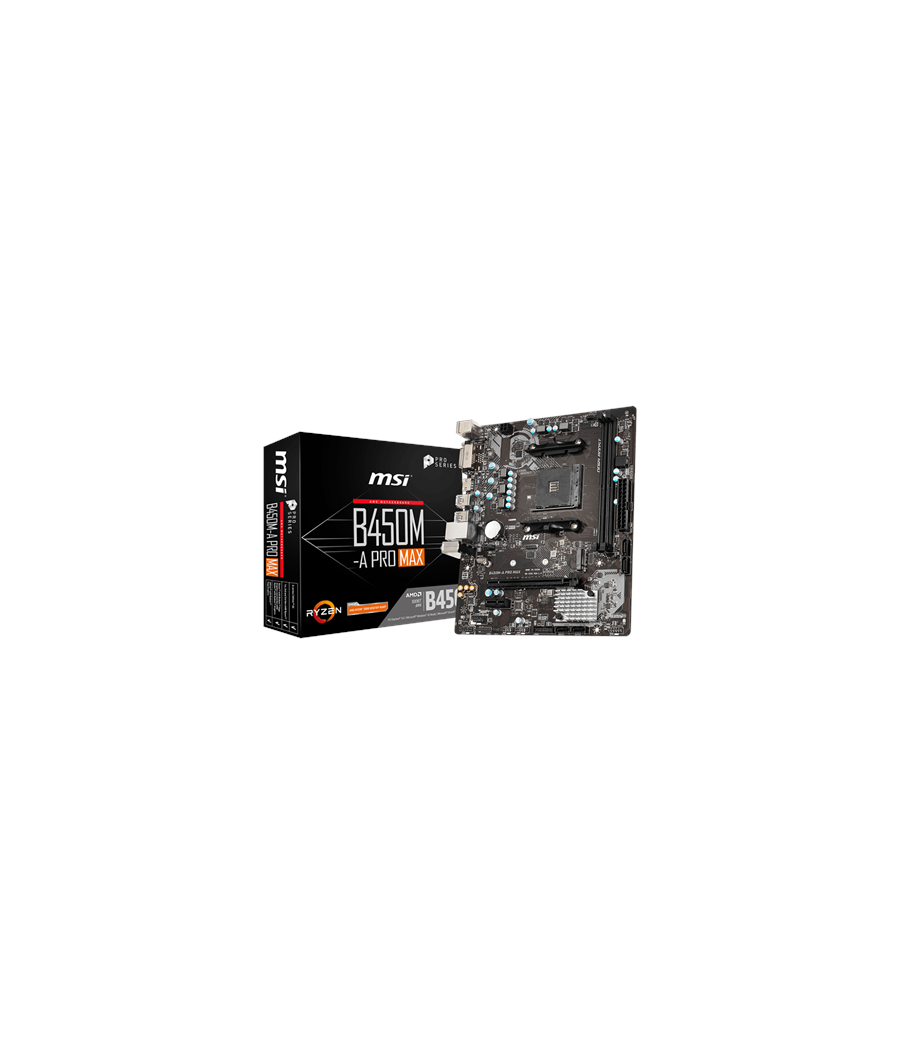 MSI | B450M-A PRO MAX | Processor family AMD | Processor socket AM4 | DDR4 DIMM | Memory slots 2 | Number of SATA connectors 4 |