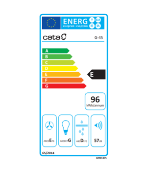 CATA | Hood | G-45 X | Canopy | Energy efficiency class E | Width 51 cm | 390 m³/h | Slider control | LED | Inox