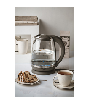 Adler | Kettle | AD 1286 | Standard | 2200 W | 2 L | Plastic/Glass | 360° rotational base | Grey/ transparent