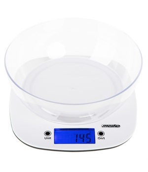 Mesko | Scale with bowl | MS 3165 | Maximum weight (capacity) 5 kg | Graduation 1 g | Display type LCD | White