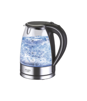 Adler | Kettle | AD 1225 | Standard | 2000 W | 1.7 L | Glass | 360° rotational base | Transparent/Stainless steel