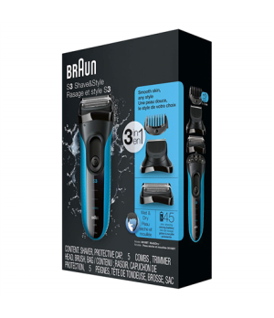 Braun | Shaver with trimmer | Series 3 Shave&Style 3010BT | Operating time (max) 45 min | Wet & Dry | NiMH | Black/Blue