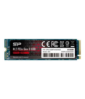 Silicon Power | SSD | P34A80 | 512 GB | Solid-state drive interface PCIe Gen3x4 | Read speed 3400 MB/s | Write speed 3000 MB/s