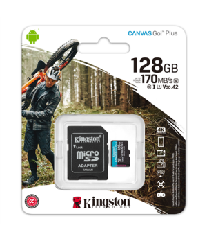 Kingston | microSD | Canvas Go! Plus | 128 GB | MicroSD | Flash memory class 10 | SD Adapter