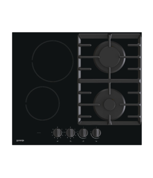 Gorenje | GCE691BSC | Hob | Gas on glass + vitroceramic | Number of burners/cooking zones 4 | Rotary knobs | Black