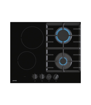 Gorenje | GCE691BSC | Hob | Gas on glass + vitroceramic | Number of burners/cooking zones 4 | Rotary knobs | Black