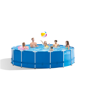 Intex | Metal Frame Pool Set with Filter Pump, Safety Ladder, Ground Cloth, Cover | Blue