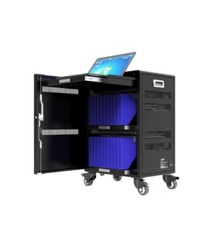 PORT CONNECT | Charging Cabinet 20 tablets + 1 Notebook | 1 sliding rack for 17’’ notebook Protection against overvoltage  3 poi