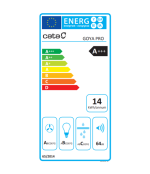 CATA | Hood | Goya PRO 90 BK | Wall mounted | Energy efficiency class A+++ | Width 90 cm | 842 m³/h | Touch control | LED | Blac