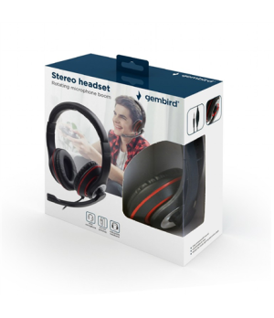 Gembird | Stereo headset | MHS-03-BKRD | On-Ear | Built-in microphone | 3.5 mm