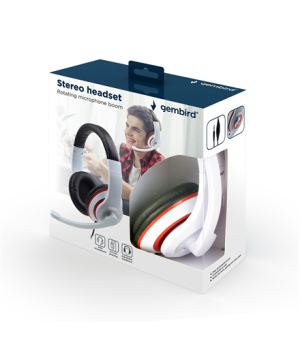 Gembird | Stereo Headset | MHS 03 WTRDBK | 3.5 mm | White and Black Color with Red Ring | Headset