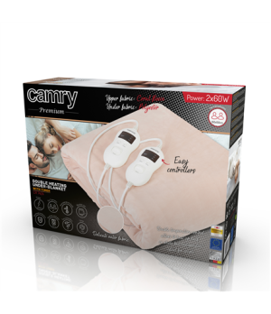 Camry | Electric blanket | CR 7424 | Number of heating levels 8 | Number of persons 2 | Washable | Coral fleece | 2 x 60 W | Bei