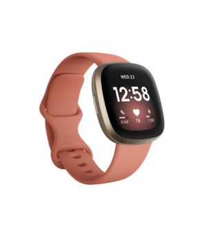 Fitbit Versa 3 Smart watch NFC GPS (satellite) AMOLED Touchscreen Activity monitoring 24/7 Waterproof Bluetooth Wi-Fi Pink Clay/