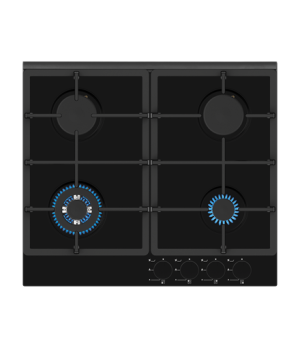 Simfer | Hob | H6 401 TGRSP | Gas on glass | Number of burners/cooking zones 4 | Rotary knobs | Black