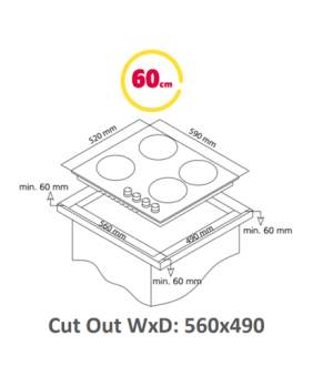 Simfer | Hob | H6 401 TGRSP | Gas on glass | Number of burners/cooking zones 4 | Rotary knobs | Black