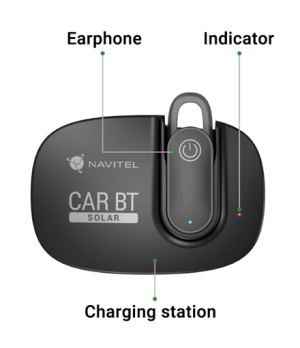 Multifunctional Bluetooth Headset | Solar Car BT | Hands free device | Bluetooth | g | Black | Recharge indicator