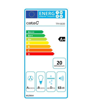 CATA | Hood | TFH 6630 WH | Energy efficiency class A+ | Telescopic | Width 60 cm | 605 m³/h | Touch control | White | LED