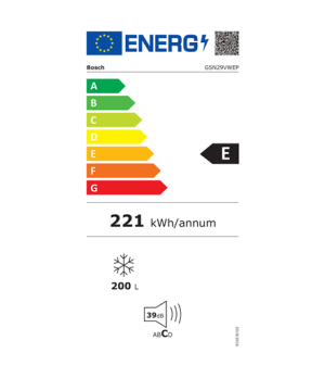 Bosch | Freezer | GSN29VWEP | Energy efficiency class E | Upright | Free standing | Height 161 cm | Total net capacity 200 L | N